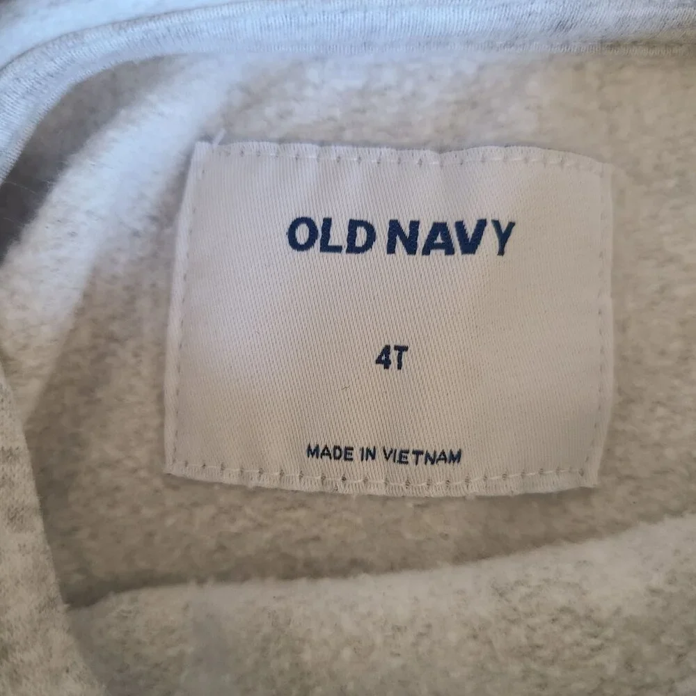 Old Navy Toddler Hoodie 4T Heather Gray Red Buffalo Plaid Bear Kangaroo Pocket